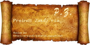 Preindl Zakária névjegykártya